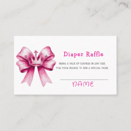 Roze Bow & Crown Baby shower Luier Raffle Visitekaartje