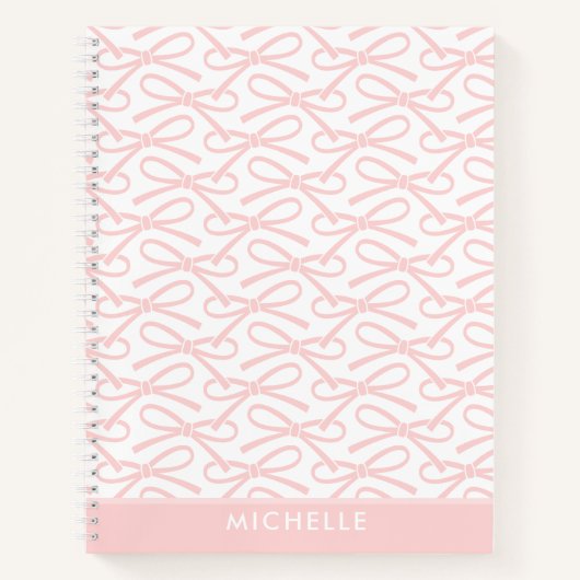 Roze Bow Custom Name Spiral Notitieboek (Voorkant)