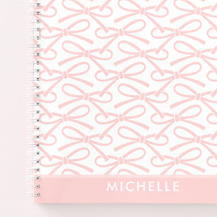 Roze Bow Custom Name Spiral Notitieboek
