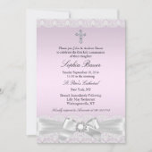 Roze  Bow & de Heilige Communie Kaart (Voorkant)