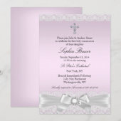 Roze  Bow & de Heilige Communie Kaart (Voorkant / Achterkant)