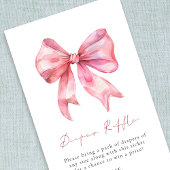 Roze Bow Diaper Raffle Baby shower Informatiekaartje
