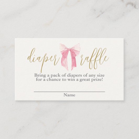 Roze Bow Diaper Raffle Enclosure Kaart (Voorkant)