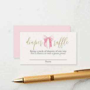 Roze Bow Diaper Raffle Enclosure Kaart
