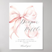 Roze Bow Diaper Raffle Tafelteken Poster (Voorkant)