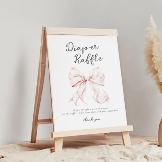 Roze Bow Diaper Raffle Tafelteken Poster