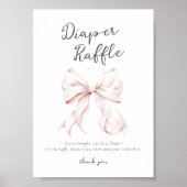 Roze Bow Diaper Raffle Tafelteken Poster (Voorkant)