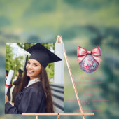 Roze Bow Disco Ball Graduation Party Acryl Bord (Neutraal)