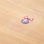 Roze Bow Disco Ball Graduation Party Acryl Uitnodigingen (Laagn)