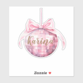 Roze Bow Discoball Custom Sticker