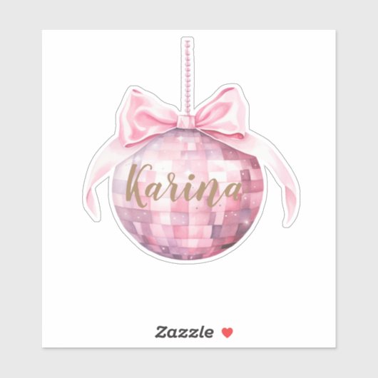 Roze Bow Discoball Custom Sticker (Vel)