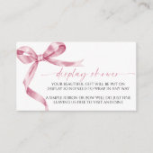Roze Bow Display Baby shower behuizing Kaart (Voorkant)