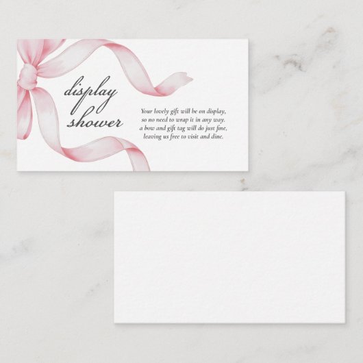 Roze Bow Display Douche Informatiekaartje (Voorkant / Achterkant)