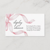 Roze Bow Display Douche Informatiekaartje (Voorkant)