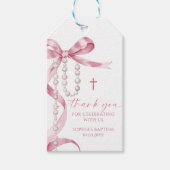 Roze Bow Doop Favoriet Gift Label Cadeaulabel (Voorkant)