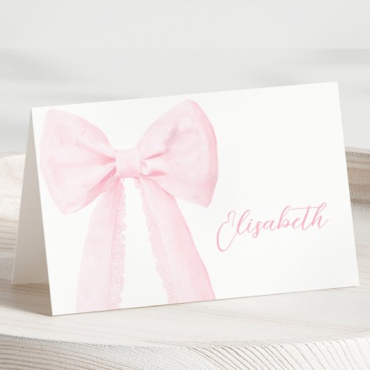 Roze Bow Doop Tafel Naam Kaart