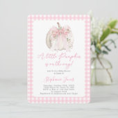 Roze Bow Een kleine pompoen Baby shower meisje Kaart (Staand voorkant)
