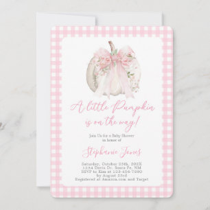 Roze Bow Een kleine pompoen Baby shower meisje Kaart
