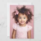 Roze Bow Eenvoudig Girly Verjaardagsfeest met Foto Kaart (Achterkant)