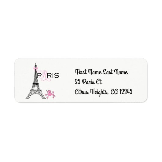 Roze Bow Eiffel Tower Paris Frankrijk Podle Chic Etiket (Voorkant)