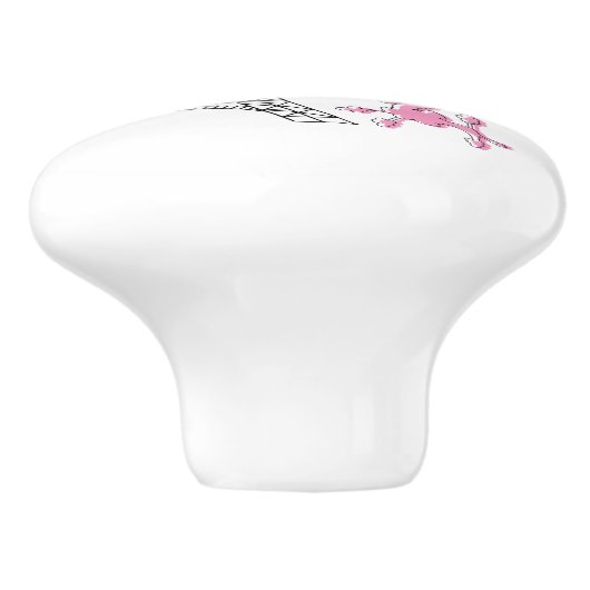 Roze Bow Eiffel Tower Paris Frankrijk Podle Chic Keramische Knop (Zijkant)