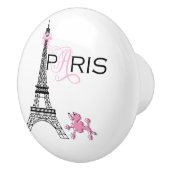 Roze Bow Eiffel Tower Paris Frankrijk Podle Chic Keramische Knop (Rechts)