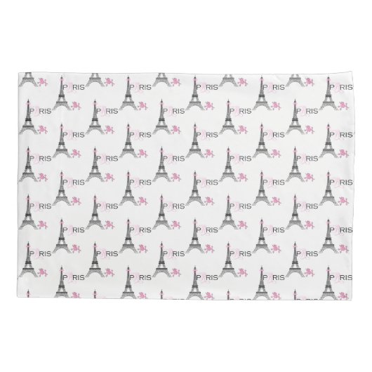 Roze Bow Eiffel Tower Paris Frankrijk Podle Chic Kussensloop (Achterkant)