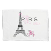 Roze Bow Eiffel Tower Paris Frankrijk Podle Chic Kussensloop (Voorkant)
