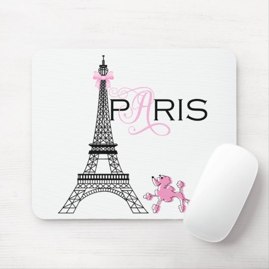 Roze Bow Eiffel Tower Paris Frankrijk Podle Chic Muismat (Met muis)