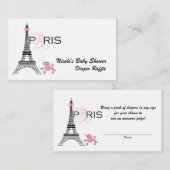 Roze Bow Eiffeltoren Parijs Frankrijk Luier Raffle Informatiekaartje (Voorkant / Achterkant)