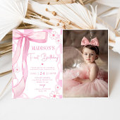 Roze Bow Elegant 1e verjaardag Foto Kaart