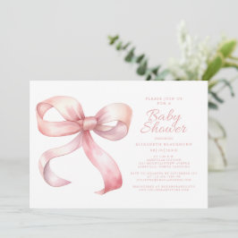 Roze Bow Elegant Baby Meisje Douche Coquette Blush Kaart