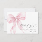 Roze Bow Elegant Baby Meisje Douche Dank u kaart (Voorkant)