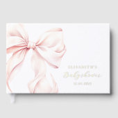 Roze Bow Elegant Baby shower Goud Gastenboek (Voorkant)
