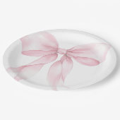 Roze Bow Elegant Blush Roze Baby shower Papieren Bordje (Gekanteld)