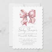 Roze Bow Elegant Coquette Meisje Baby shower Kaart (Voorkant)