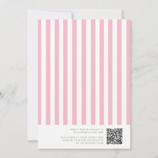 Roze Bow Elegant Meisje Baby shower QR Code Kaart (Achterkant)