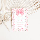 Roze Bow Elegant Rozen Baby shower Kaart