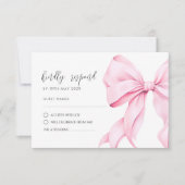 Roze Bow Elegant RSVP Response Kaart (Voorkant)