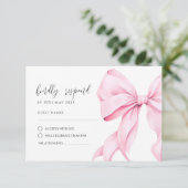 Roze Bow Elegant RSVP Response Kaart (Staand voorkant)