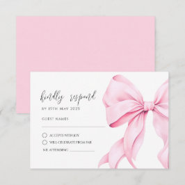 Roze Bow Elegant RSVP Response Kaart