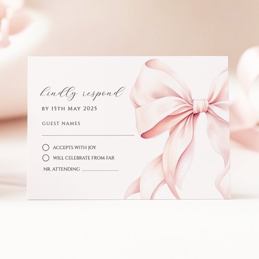 Roze Bow Elegant RSVP Response Kaart