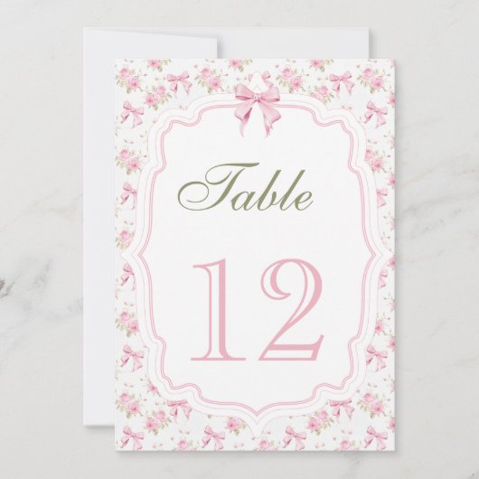 Roze Bow Elegant  Tafelnummer (Voorkant)