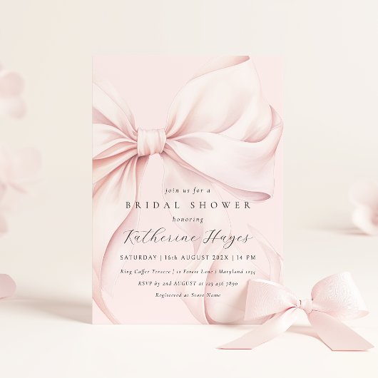 Roze Bow Elegant Vrijgezellenfeest Kaart