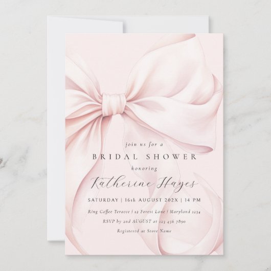 Roze Bow Elegant Vrijgezellenfeest Kaart (Voorkant)