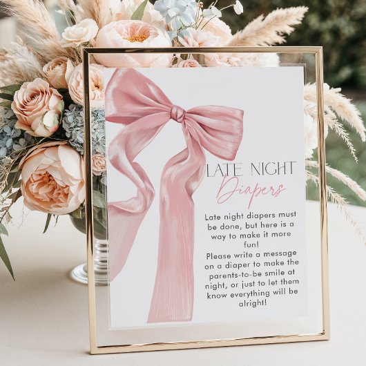 Roze Bow Elegante Coquette Late Night Luiers Poster