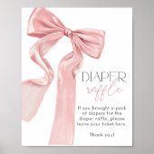 Roze Bow Elegante Coquette Luier Raffle Poster (Voorkant)