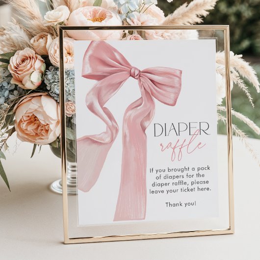 Roze Bow Elegante Coquette Luier Raffle Poster