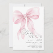 Roze Bow Elegante minimalistische Baby meisje Douc Kaart (Voorkant)