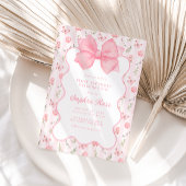 Roze Bow Elegante Rozen Verjaardagsuitnodiging Kaart